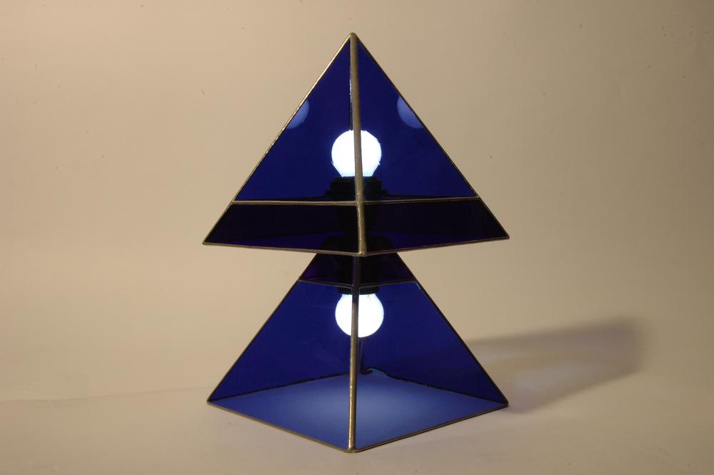 Lampe de chevet, vitraux bleus